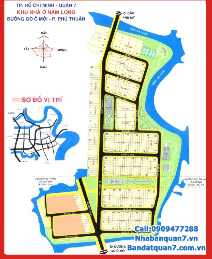 Bán đất Nam Long phường Phú Thuận, 8x20m, giá 6.8 tỷ, LH 0909477288