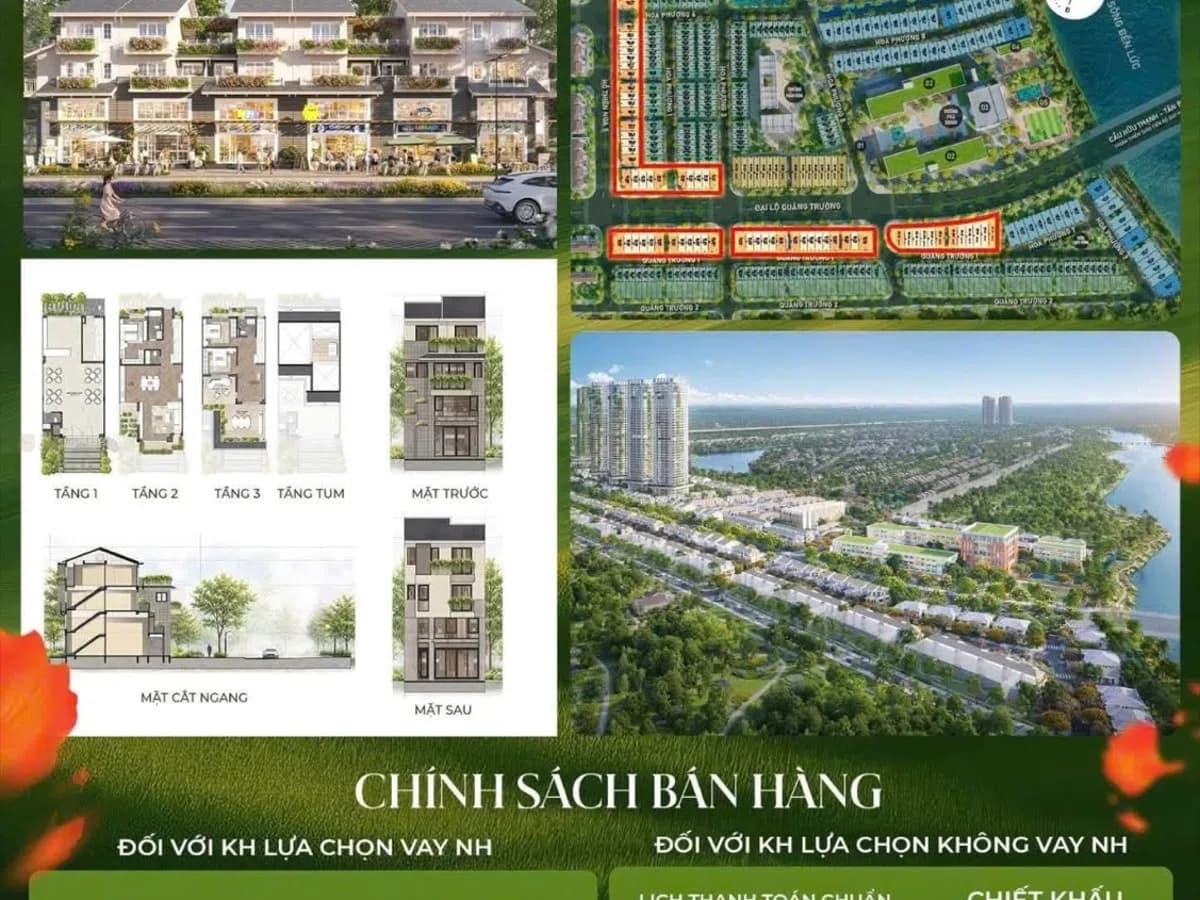Bảng thông tin và chính sách bán hàng nhà phố đại lộ Rừng Phượng
