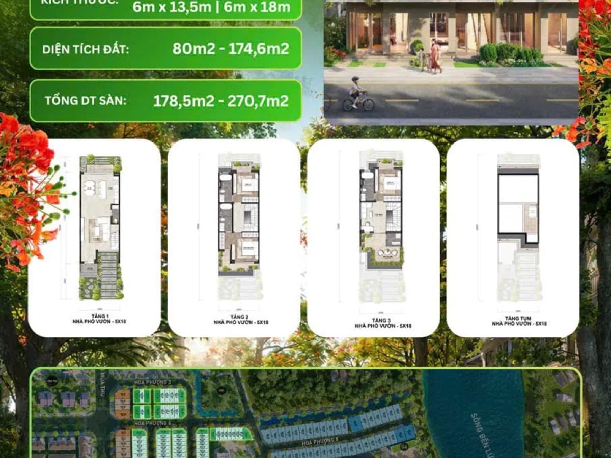 Bảng thông tin nhà phố vườn phân khu Rừng Phượng