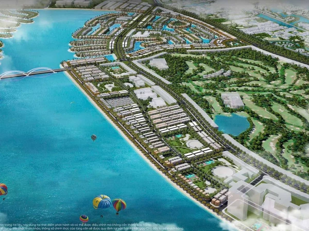 Phối cảnh Vinhomes Cần Giờ ven biển hồ và sân golf, khu vực hưởng lợi khi tiến độ cầu Cần Giờ được đẩy nhanh