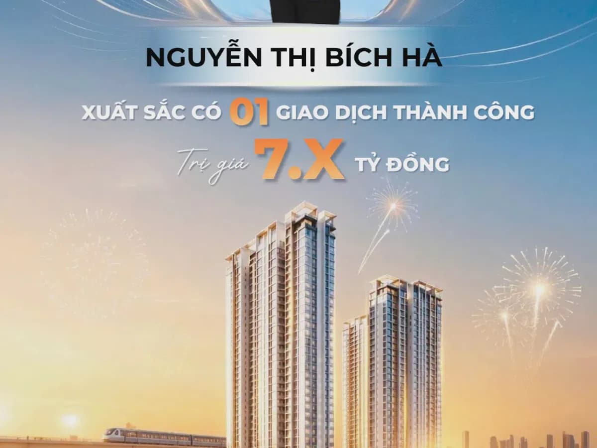 Poster chúc mừng chuyên viên Nguyễn Thị Bích Hà đạt giao dịch thành công tại TT GENESIS