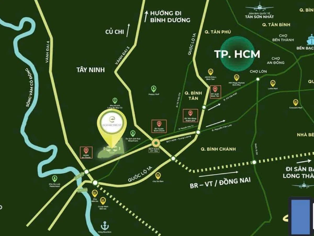 Bản đồ vị trí Eco Retreat kết nối TP.HCM và các trục giao thông