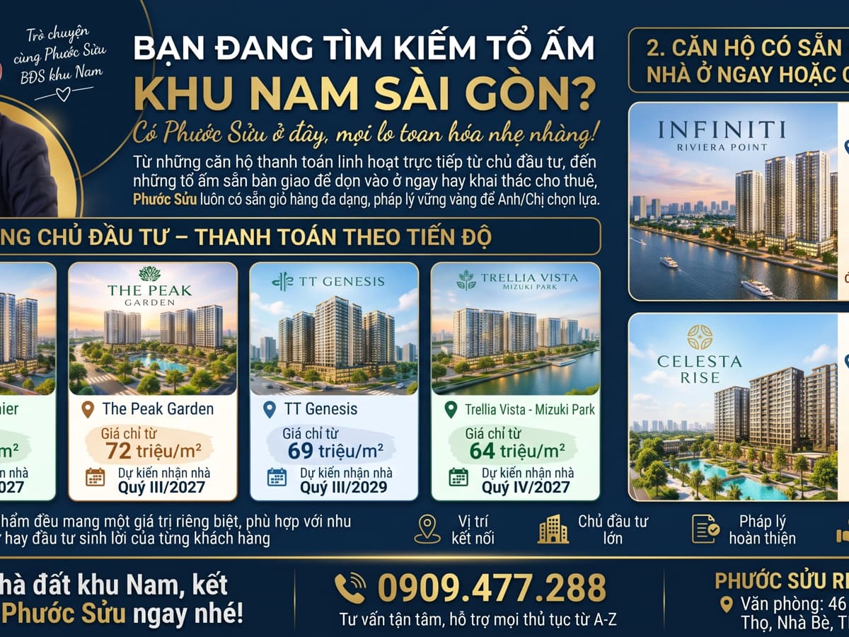 Tổng hợp các dự án căn hộ khu Nam Sài Gòn đang mở bán và sẵn nhận nhà